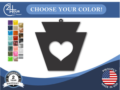 Custom Metal Keystone Icon Pennsylvania State Ornament | 4" to 5" | State Ornaments | 20+ Color Options