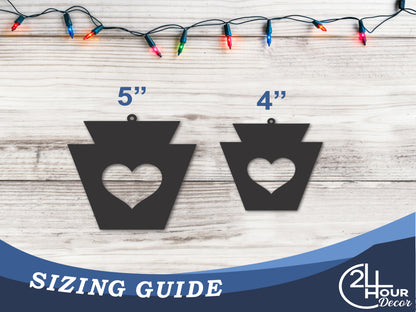 Custom Metal Keystone Icon Pennsylvania State Ornament | 4" to 5" | State Ornaments | 20+ Color Options