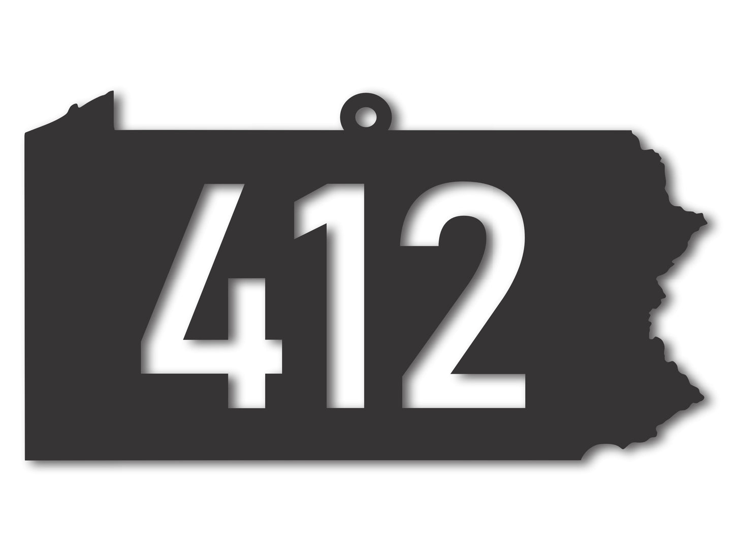 Custom Metal 412 Pennsylvania State Ornament | 4" to 5" | State Ornaments | 20+ Color Options
