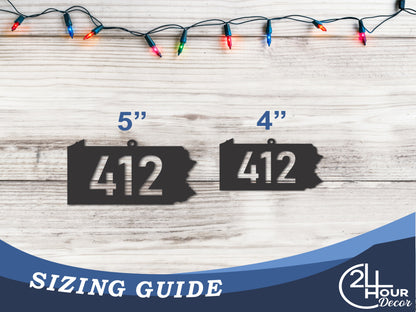 Custom Metal 412 Pennsylvania State Ornament | 4" to 5" | State Ornaments | 20+ Color Options