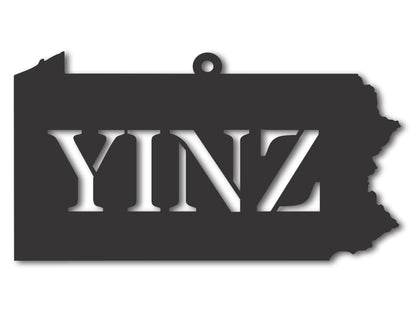 Custom Metal YINZ Pennsylvania State Ornament | 4" to 5" | State Ornaments | 20+ Color Options