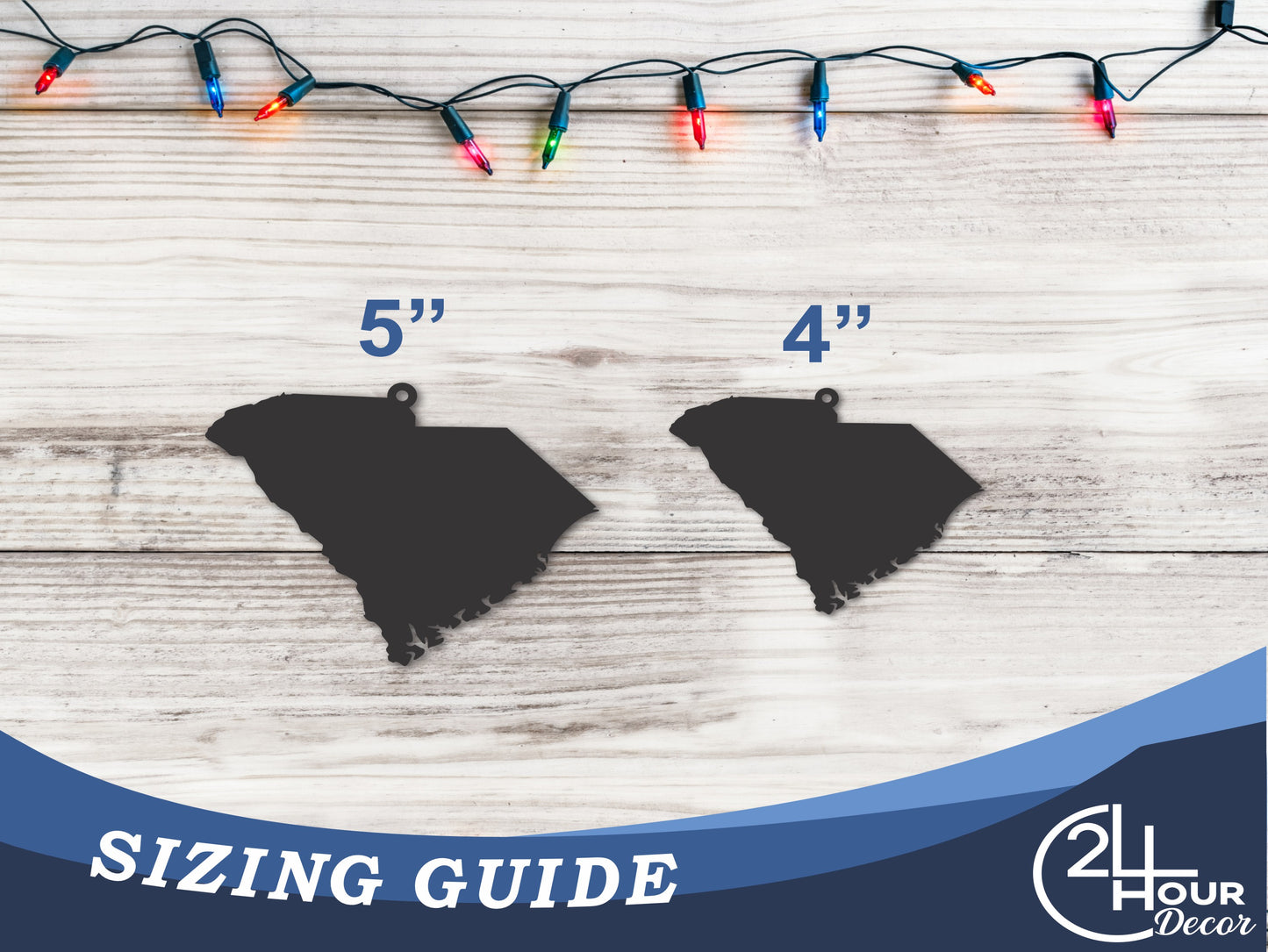 Custom Metal South Carolina State Ornament | 4" to 5" | State Ornaments | 20+ Color Options