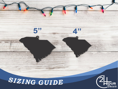 Custom Metal South Carolina State Ornament | 4" to 5" | State Ornaments | 20+ Color Options