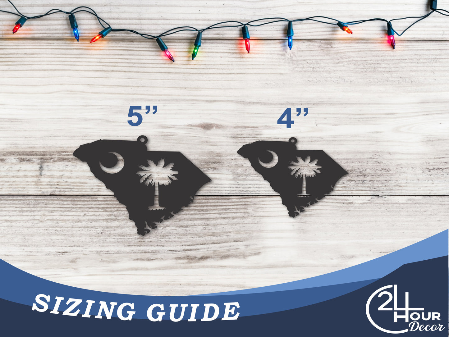 Custom Metal South Carolina Icon State Ornament | 4" to 5" | State Ornaments | 20+ Color Options