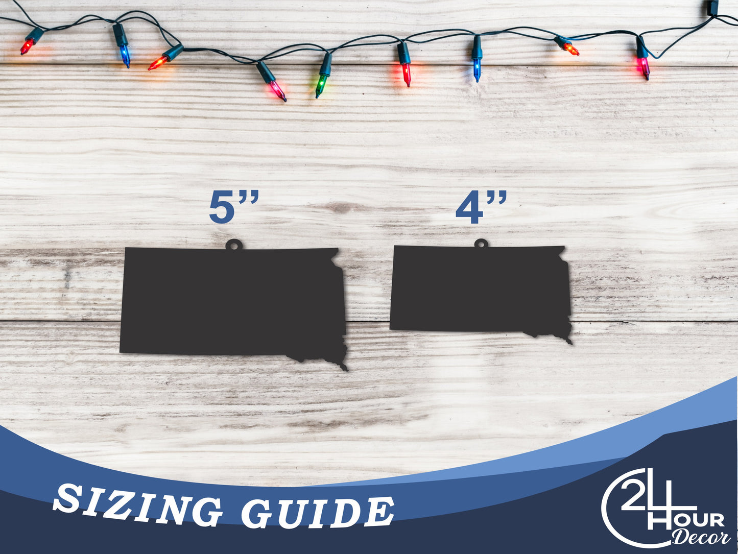 Custom Metal South Dakota State Ornament | 4" to 5" | State Ornaments | 20+ Color Options