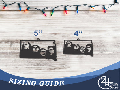 Custom Metal Mount Rushmore South Dakota State Ornament | 4" to 5" | State Ornaments | 20+ Color Options