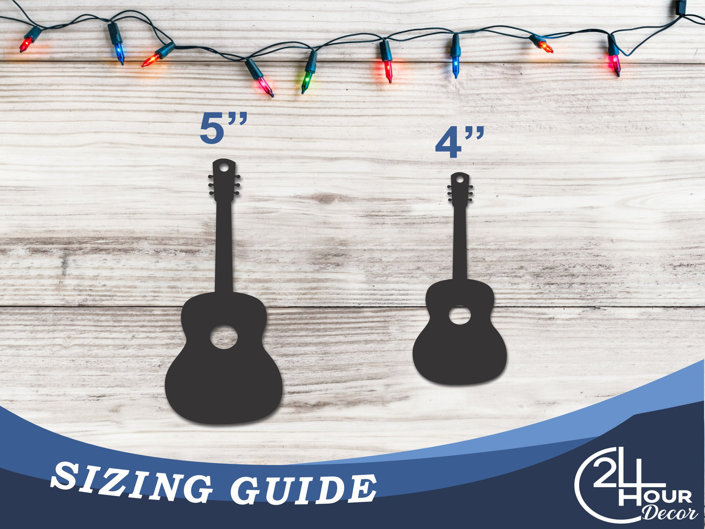 Custom Metal Acoustic Guitar Ornament | 4" to 5" | State Ornaments | 20+ Color Options