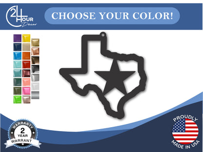 Custom Metal Texas Star State Ornament | 4" to 5" | State Ornaments | 20+ Color Options