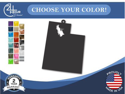 Custom Metal Great Salt Lake Utah State Ornament | 4" to 5" | State Ornaments | 20+ Color Options