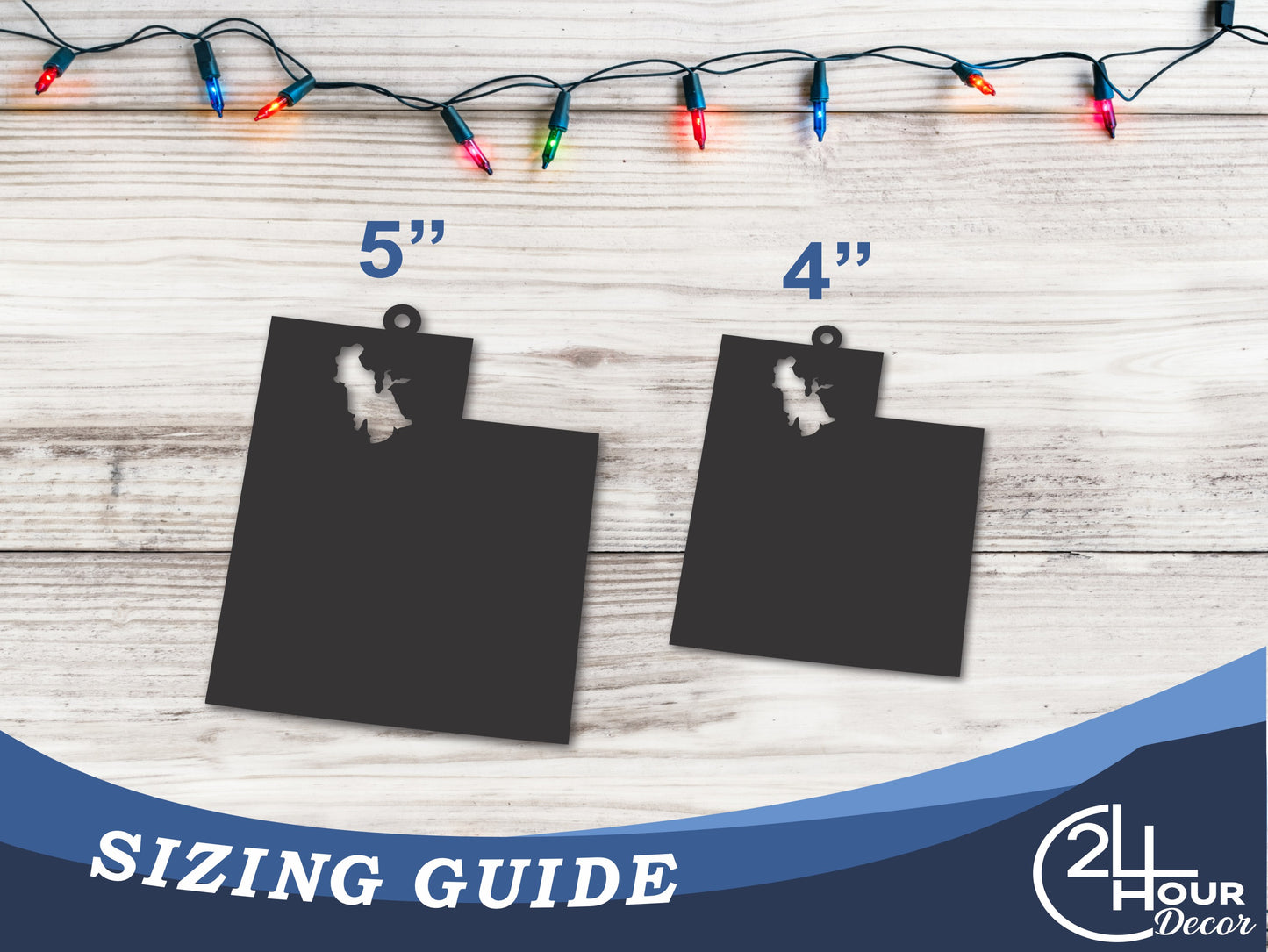 Custom Metal Great Salt Lake Utah State Ornament | 4" to 5" | State Ornaments | 20+ Color Options