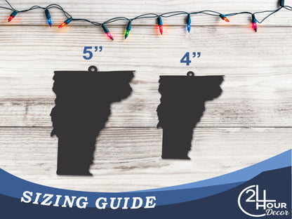 Custom Metal Vermont State Ornament | 4" to 5" | State Ornaments | 20+ Color Options