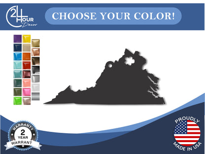 Custom Metal Winchester Virgina State Ornament | 4" to 5" | State Ornaments | 20+ Color Options