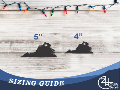 Custom Metal Winchester Virgina State Ornament | 4" to 5" | State Ornaments | 20+ Color Options