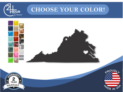 Custom Metal Richmond Virgina State Ornament | 4" to 5" | State Ornaments | 20+ Color Options