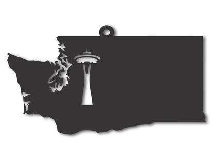 Custom Metal Seattle Washington State Ornament | 4" to 5" | State Ornaments | 20+ Color Options