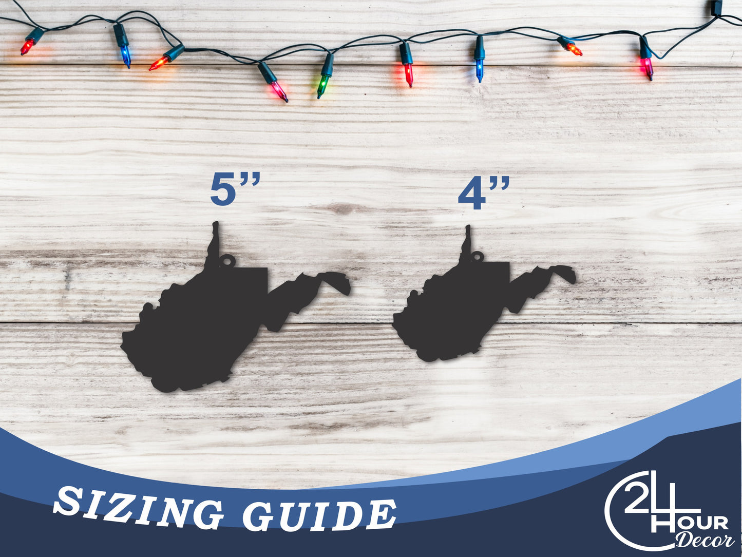 Custom Metal West Virgina State Ornament | 4" to 5" | State Ornaments | 20+ Color Options