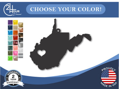 Custom Metal Charleston West Virgina State Ornament | 4" to 5" | State Ornaments | 20+ Color Options