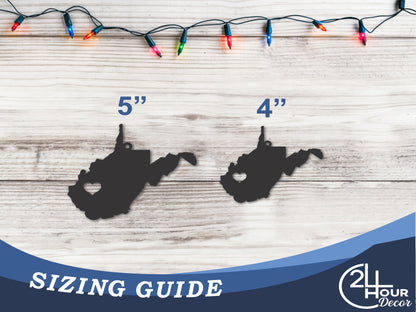 Custom Metal Charleston West Virgina State Ornament | 4" to 5" | State Ornaments | 20+ Color Options