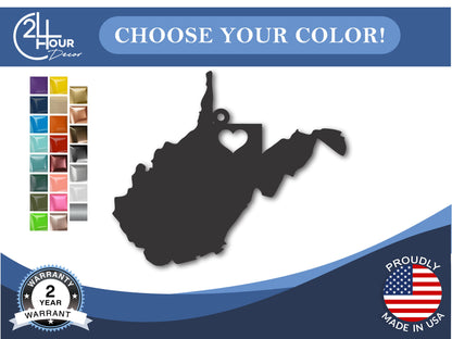 Custom Metal Morgantown West Virgina State Ornament | 4" to 5" | State Ornaments | 20+ Color Options