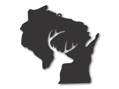 Custom Metal Wisconsin Deer State Ornament | 4" to 5" | State Ornaments | 20+ Color Options