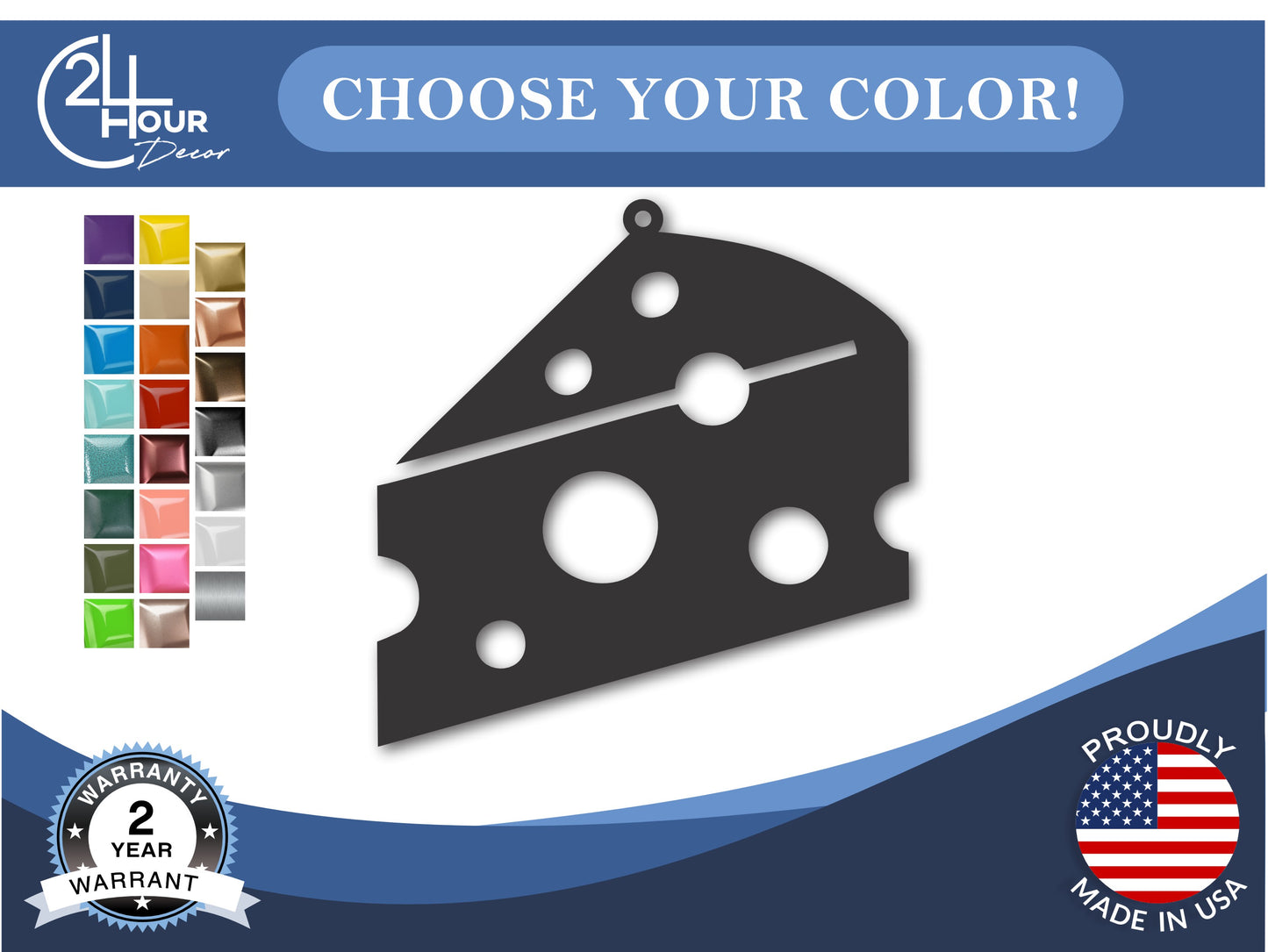 Custom Metal Wisconsin Cheese State Ornament | 4" to 5" | State Ornaments | 20+ Color Options