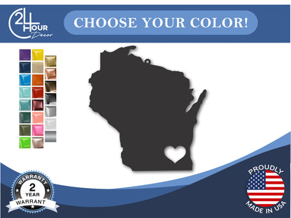 Custom Metal Milwaukee Wisconsin State Ornament | 4" to 5" | State Ornaments | 20+ Color Options