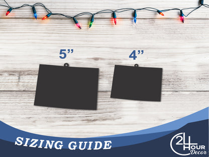 Custom Metal Wyoming State Ornament | 4" to 5" | State Ornaments | 20+ Color Options