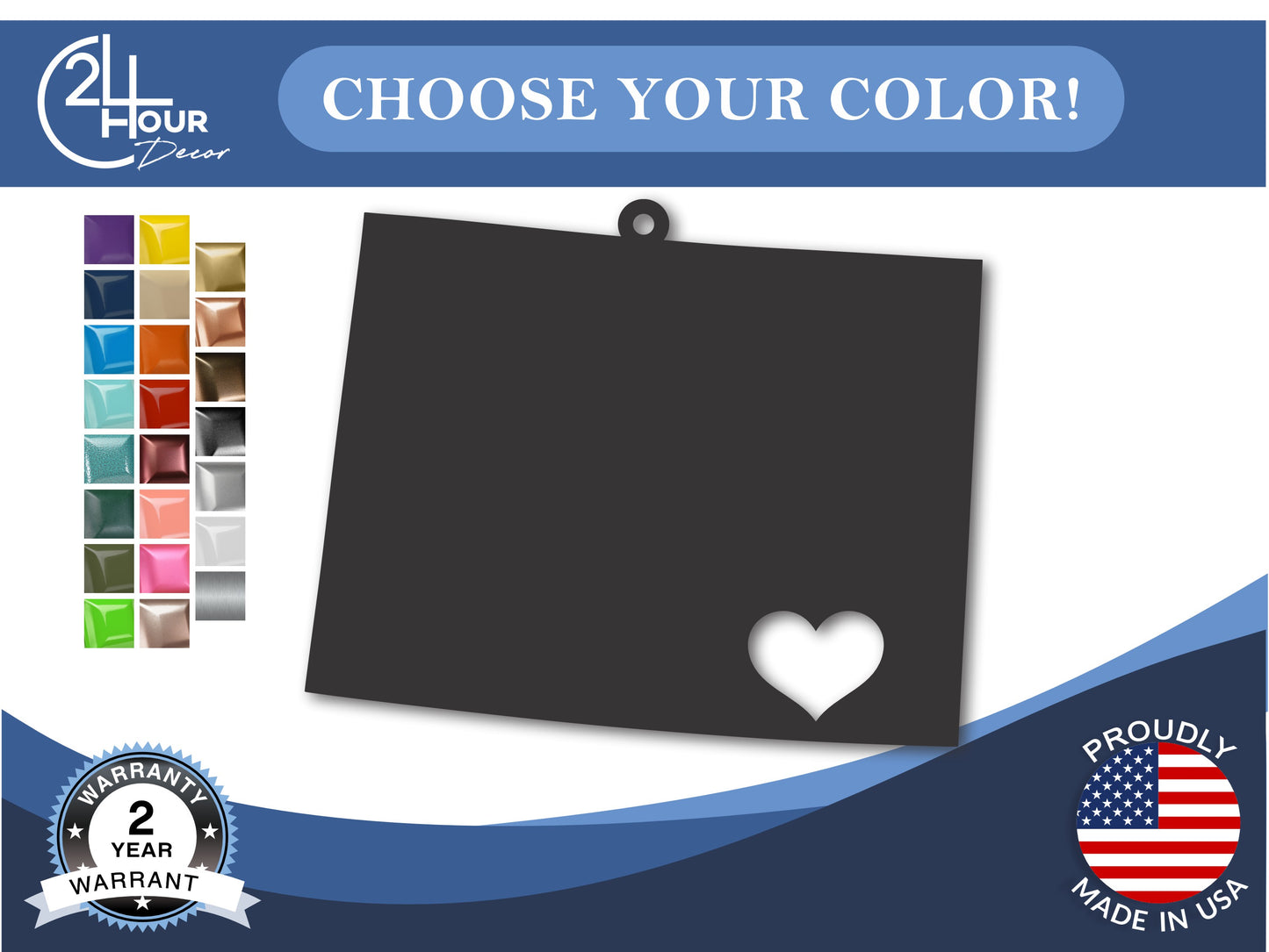 Custom Metal Cheyenne Wyoming State Ornament | 4" to 5" | State Ornaments | 20+ Color Options