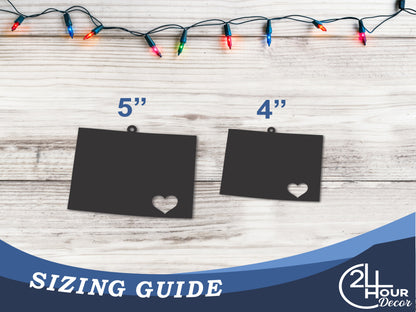 Custom Metal Cheyenne Wyoming State Ornament | 4" to 5" | State Ornaments | 20+ Color Options