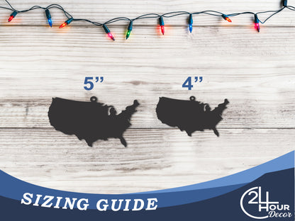 Custom Metal United States of America Ornament | 4" to 5" | State Ornaments | 20+ Color Options