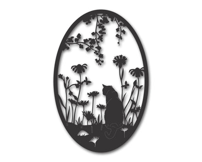 Metal Cat in the Garden Wall Art | 20+ Color Options