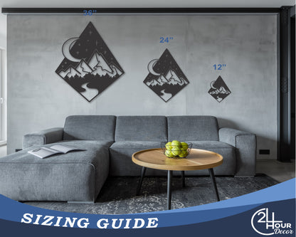 Metal Diamond Mountain Forest Path Wall Art | 20+ Color Options