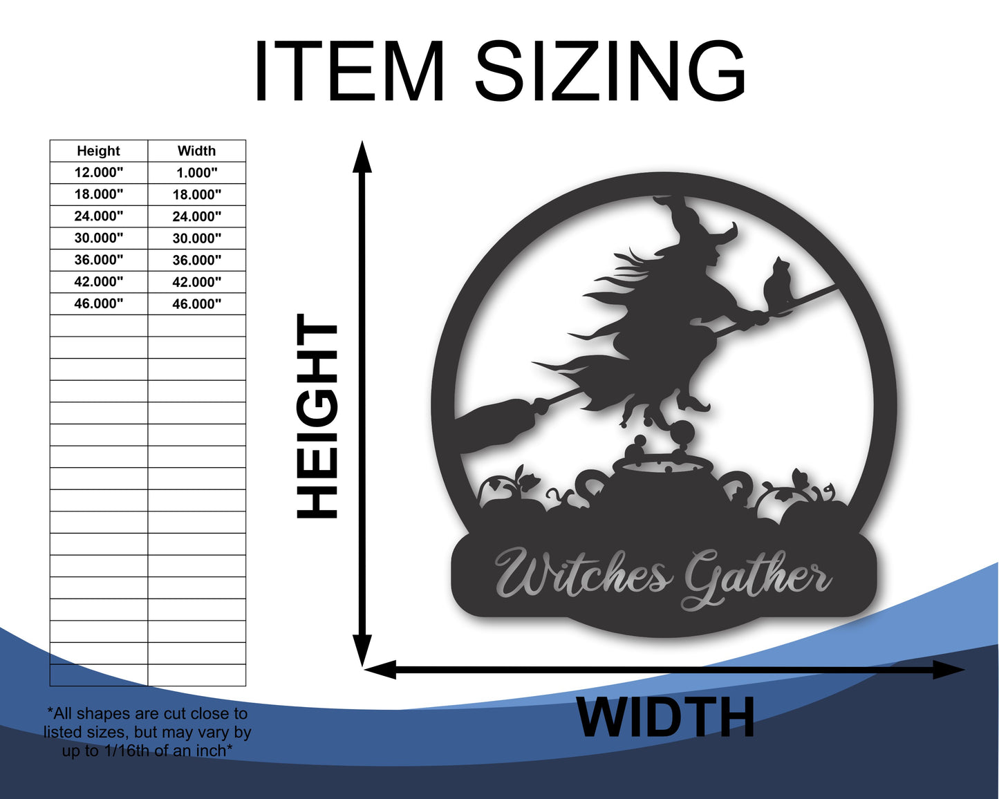 Custom Metal Flying Witch Wall Art | Metal Halloween Sign | 20+ Color Options
