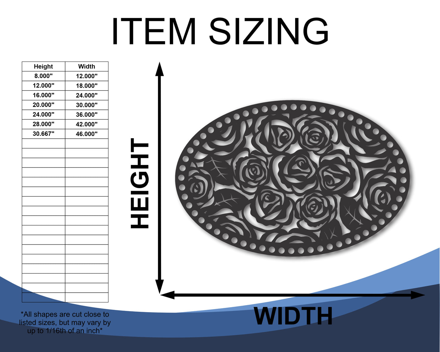 Metal Oval Roses Wall Art | 20+ Color Options