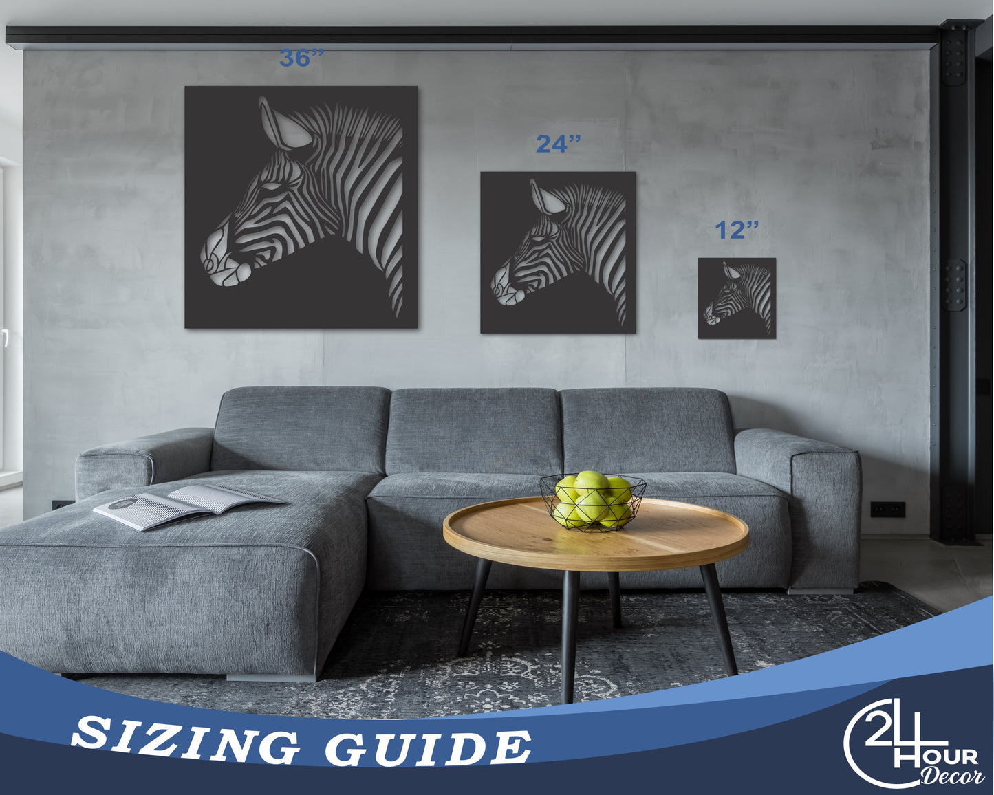 Metal Zebra Panel Wall Art | 20+ Color Options