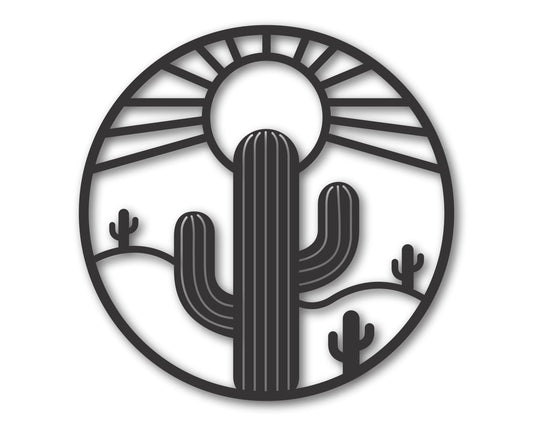 Custom Metal Cactus Sun Wall Art | 20+ Color Options