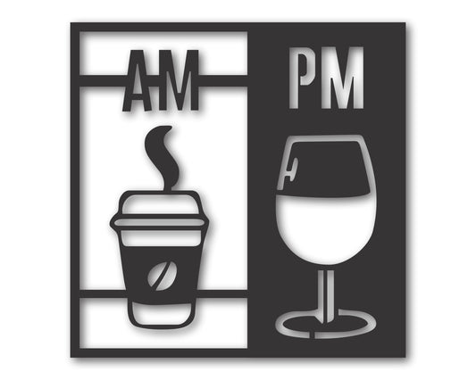 Metal AM PM Coffee Wine Wall Art | 20+ Color Options