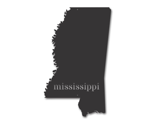 Metal Mississippi Wall Art - Custom Metal US State Sign - 20+ Color Options