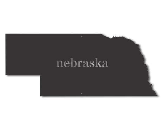 Metal Nebraska Wall Art - Custom Metal US State Sign - 20+ Color Options