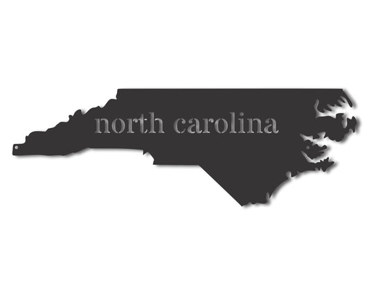 Metal North Carolina Wall Art - Custom Metal US State Sign - 20+ Color Options