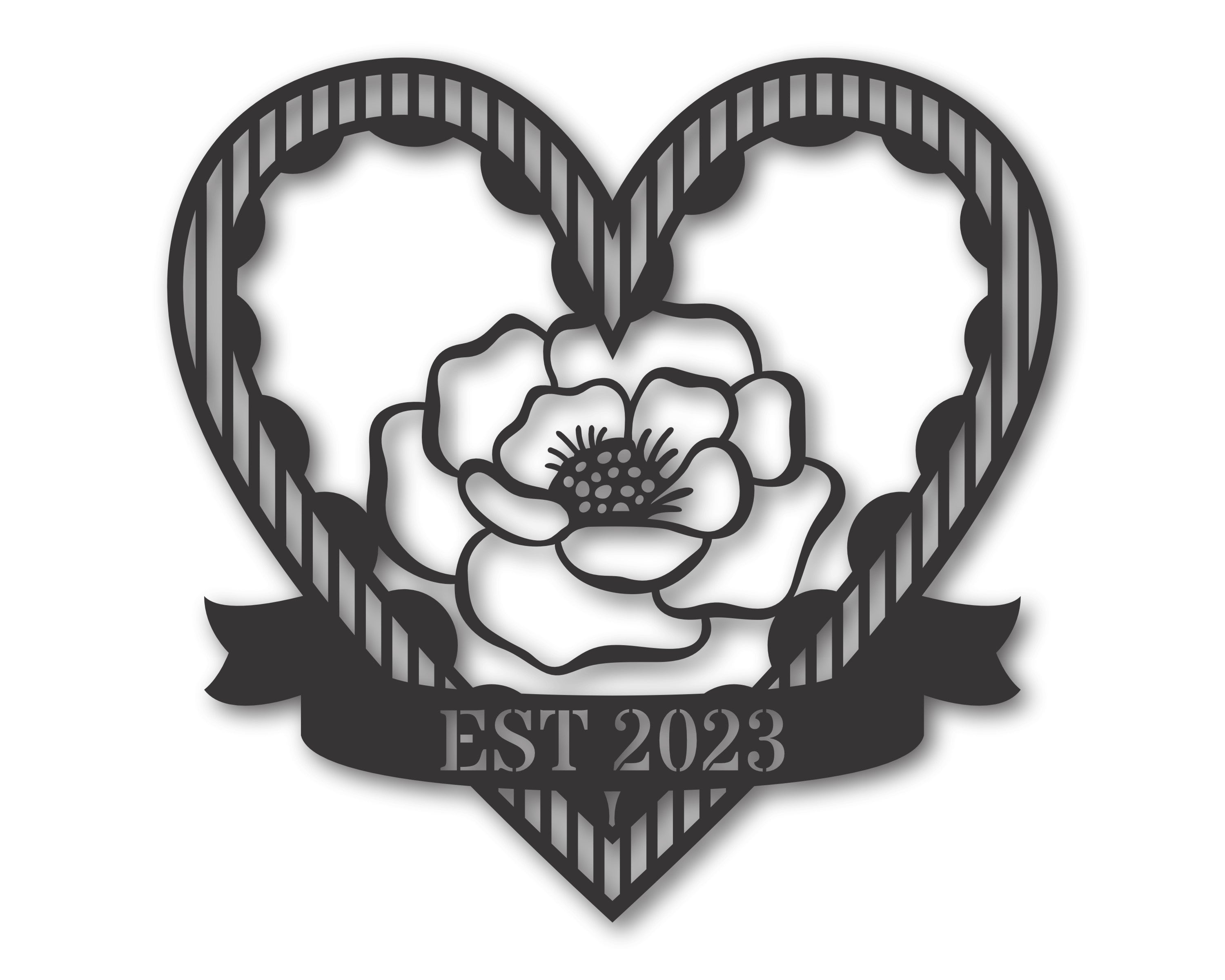 Custom Metal Rose Heart Wall Art | 20+ Color Options – 24HourDecor