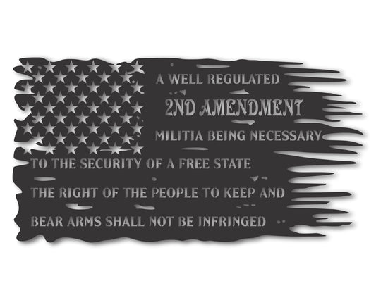 Metal American Flag Amendment Wall Art - Patriotic Metal Sign - 20+ Color Options