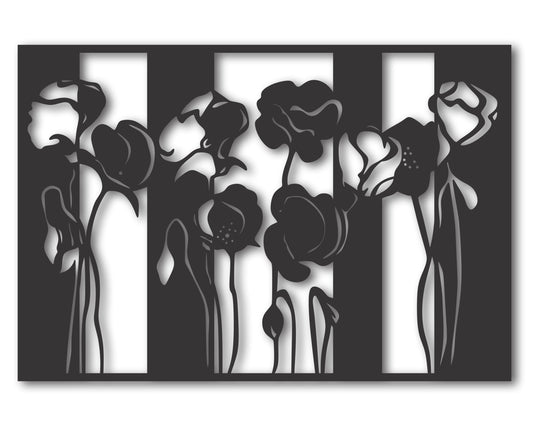Metal Striped Roses Wall Art | 20+ Color Options