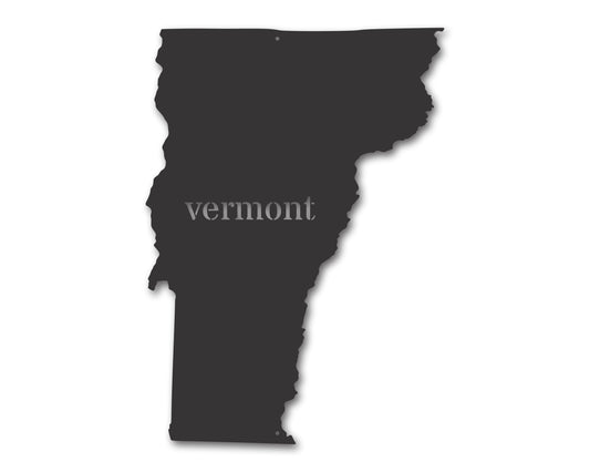 Metal Vermont Wall Art - Custom Metal US State Sign - 20+  Color Options