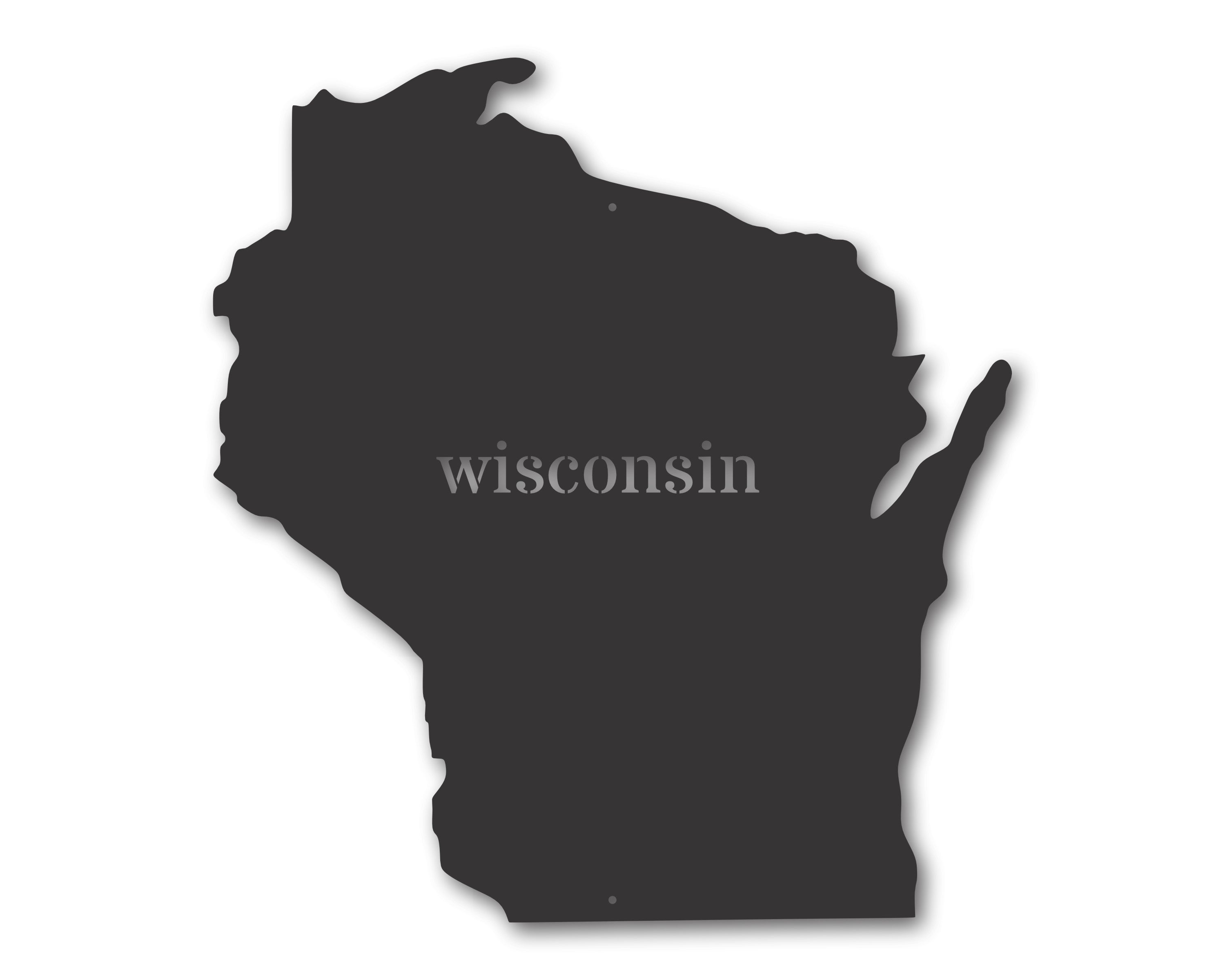 Metal Wisconsin Wall Art - Custom Metal US State Sign - 20+ Color Opti ...
