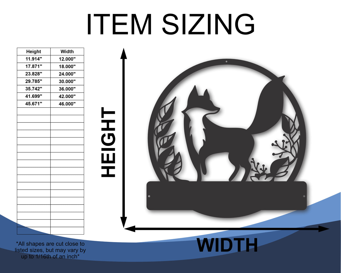 Custom Metal Woodland Fox Wall Art - 14 Color Options