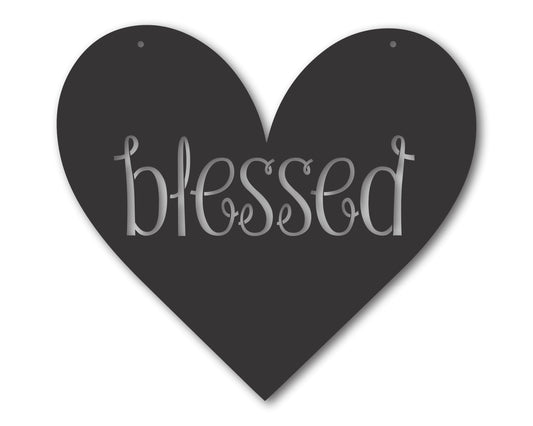 Metal Blessed Heart Wall Sign | Indoor Outdoor | Up to 46" | 20+ Color Options