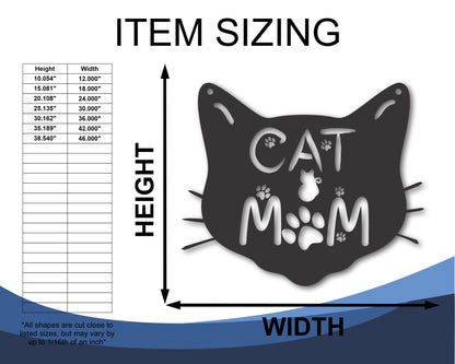 Metal Cat Mom Sign | 20+ Color Options