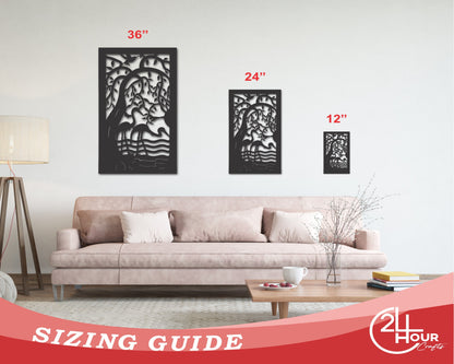 Metal Egrets Under Willow Tree Wall Art