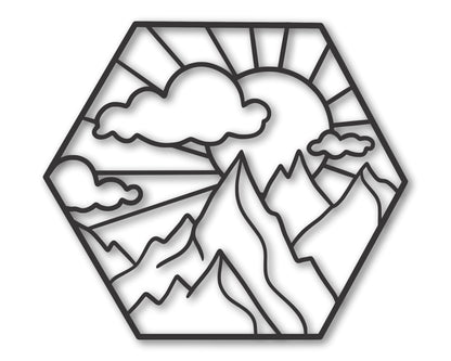 Metal Hexagon Mountains Wall Art | 20+Color Options